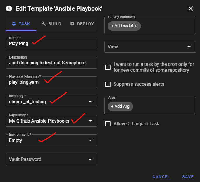 Task template detail