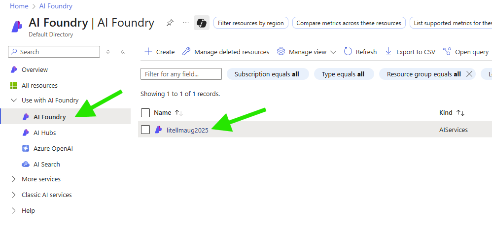 Create Azure AI Foundry resource from Azure Portal