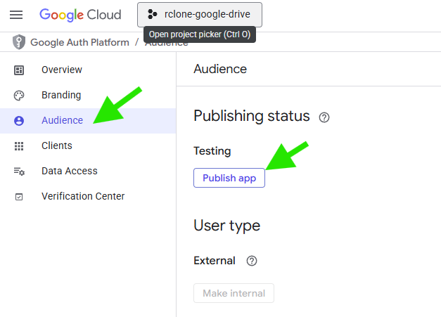 Publish app under audience.