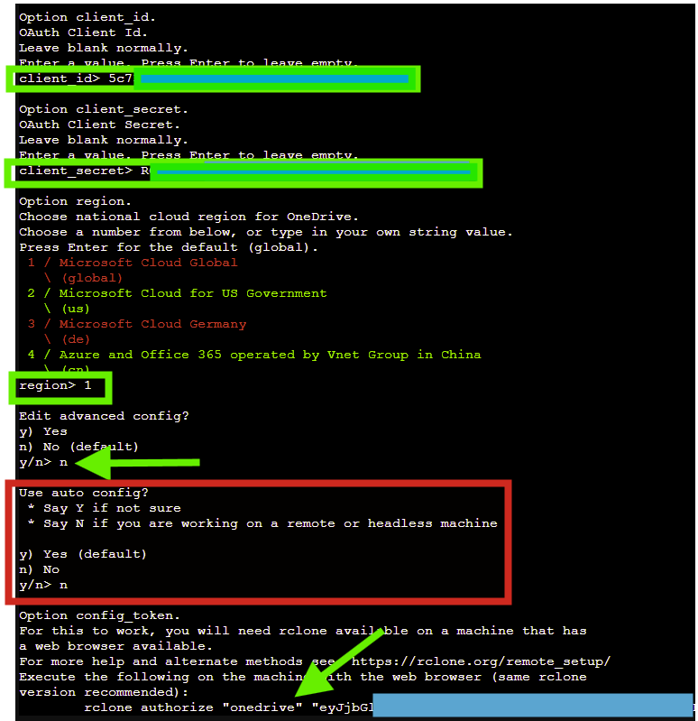 rclone config Microsoft OneDrive authorize