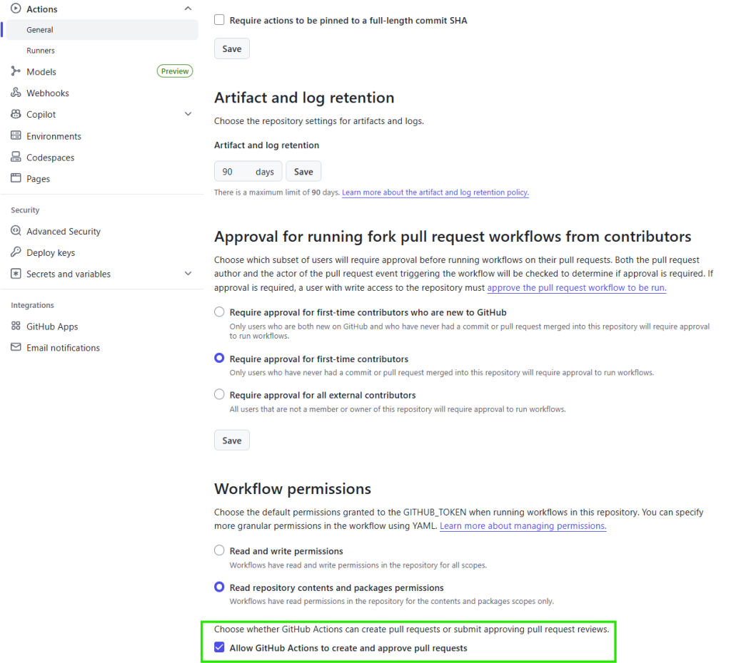 Github Actions create and approve pull requests